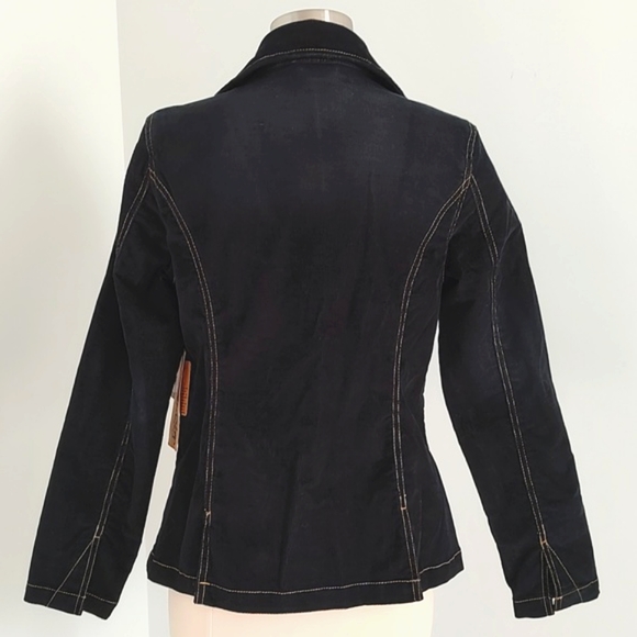 Jeanstar Womens Navy Blue Distressed Corduroy Jean Jacket/Blazer NWT /Size L - Picture 4 of 11